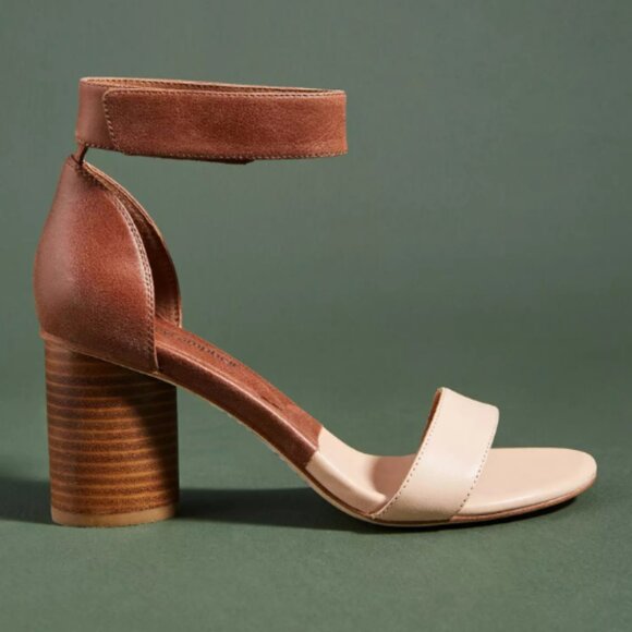 Anthropologie Jeffrey Campbell Neutral Leather Purdy Heels - Picture 2 of 11